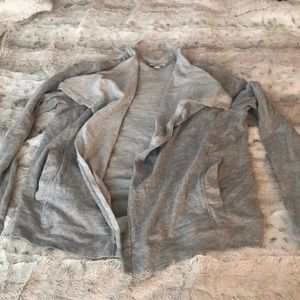 Grey cardigan L 10 12 open front sweatshirt